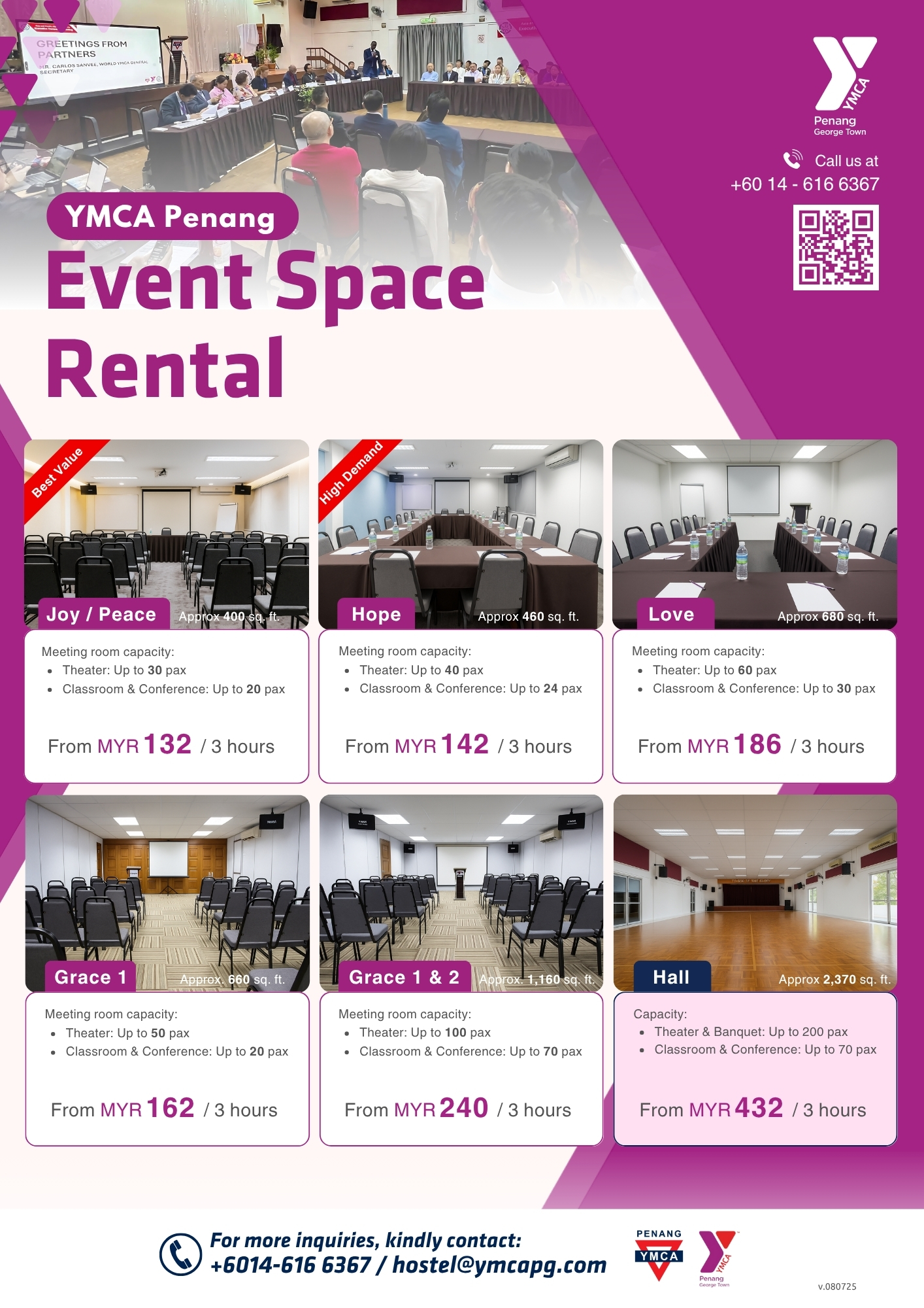YMCA Event Space Rate Card Public Use (A4)
