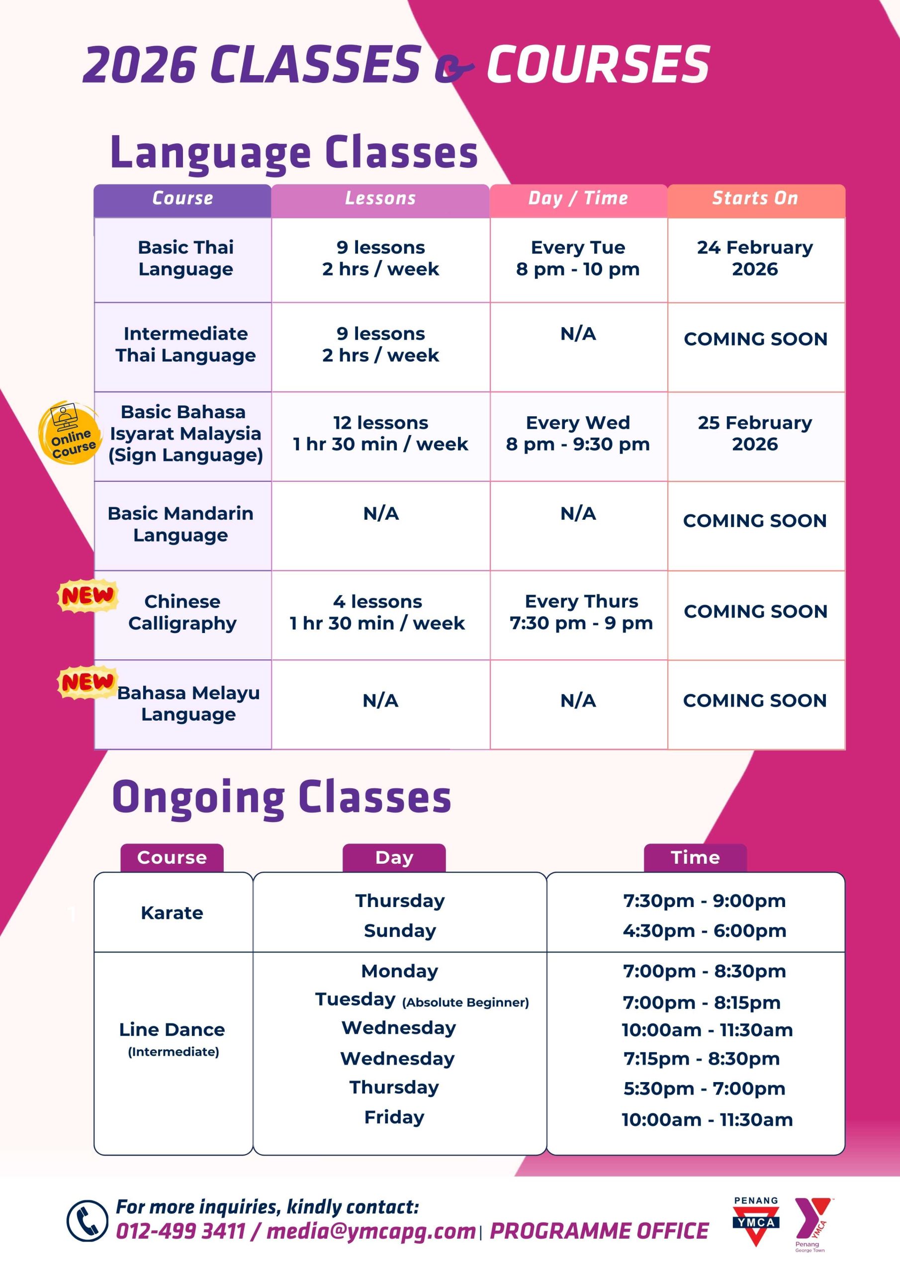 2026 Timetable - CEC CLASSES & COURSES